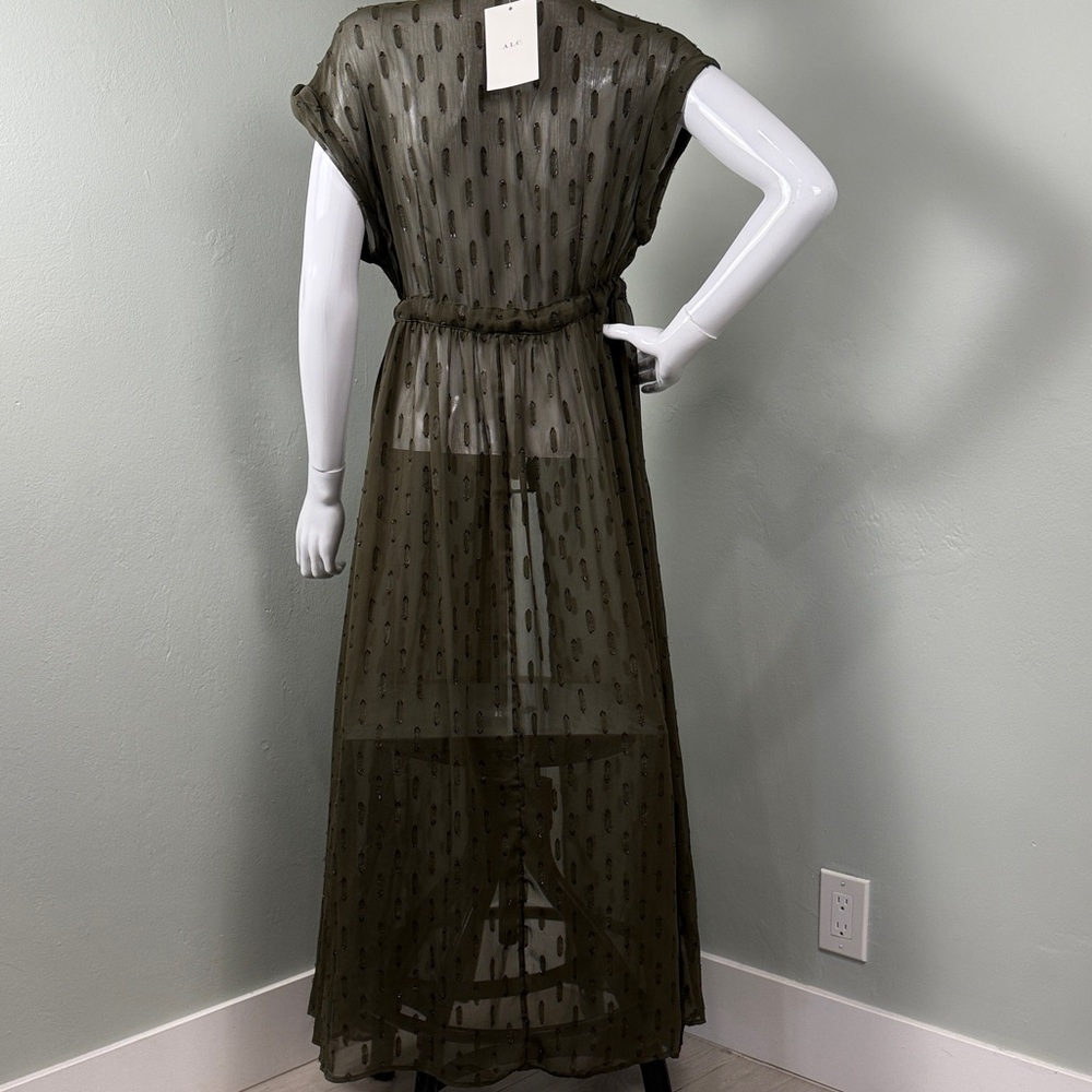 🫒Olive Sheer Dark Green Maxi CoverUp NWT! Quiet Luxury Festival Resort Beach - Picture 3 of 4